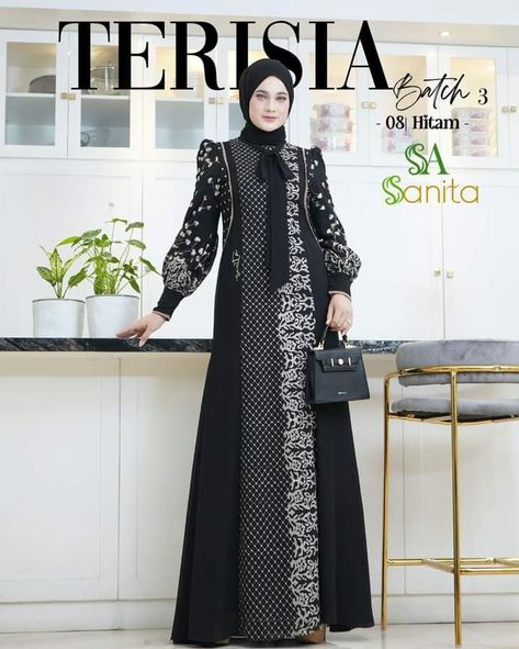 Batik Dress Modern Hijab, Batik Dress Hijab, Dress Batik Hijab, Batik Dress Elegant Modern, Dress Batik Modern Fashion Style, Batik Modern Fashion Style, Dress Batik Modern, Lebaran Outfit, Ootd Lebaran