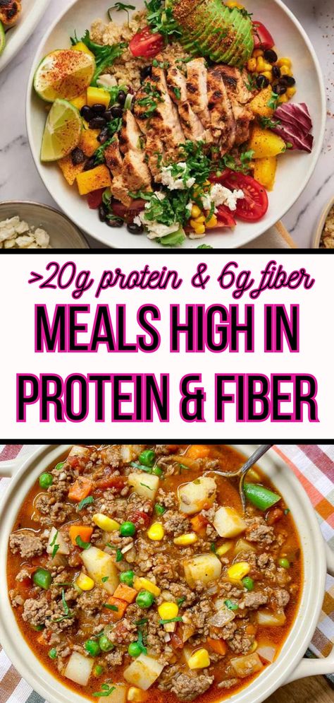 High In Protein Foods Meals, Fiber Rich Diet Plan, Yummy High Fiber Meals, High Protein Diet Breakfast, High Fiber Whole Foods, Protein Fibre Meals, Meals High In Fiber And Protein, High Fiber Foods For Diabetics, Easy High Protein Fiber Meals