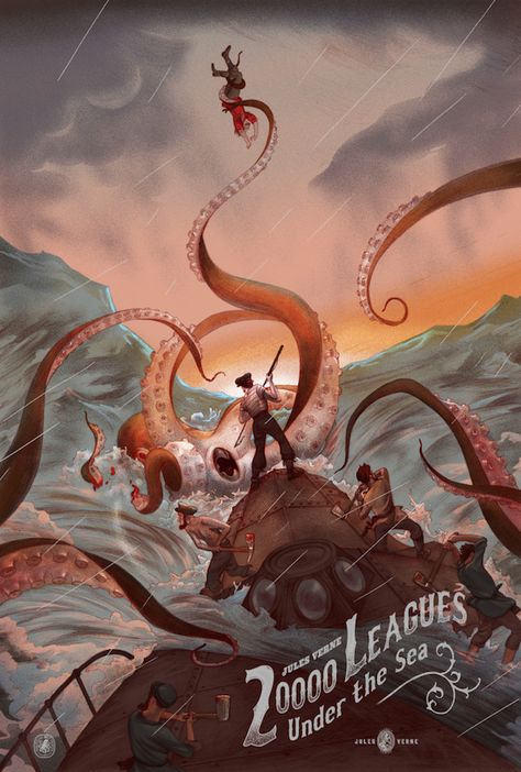 #20000LeaguesUnderTheSea from #NautilusArtPrints and #JohnathanBurton go up today! http://bit.ly/20000nautilus Art Geek, Motif Art Deco, Creation Art, Leagues Under The Sea, Jules Verne, Geek Art, Alternative Movie Posters, Steampunk Art, Sea Monsters