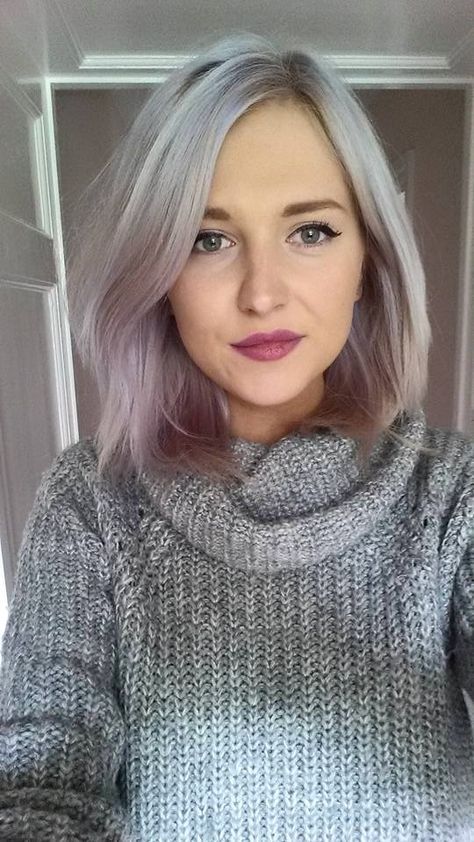 Lilac Hair, La Riche Directions and BLEACH London Violet Skies ... Grey Hair With Pastel Highlights, Grey Hair With Lilac Highlights, Silver Hair With Lilac Highlights, Lilac And Grey Hair, Soft Lavender Hair Color, Lavender And Grey Hair, Silver And Lilac Hair, Grey Lilac Hair, Pastel Purple Hair Short