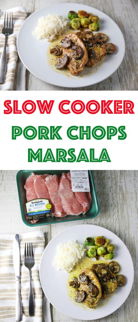 Slow Cooker Pork Chops Marsala - Tastefulventure Pork Chops Marsala, Pork Marsala, Card Night, Slow Cooker Pork Chops, Crockpot Pork Chops, Easy Main Dishes, Crockpot Pork, Slow Cooker Pork, Pork Chop