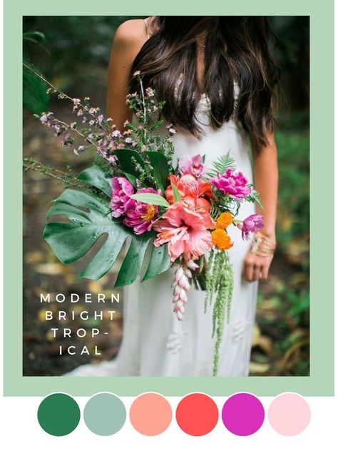 Tropical Paradise: Choosing Exotic Flowers for Your Los Angeles Beach Wedding Tropical Wedding Colors, Tropical Wedding Color Palette, Tropical Wedding Bouquets, Tropical Wedding Theme, Wedding Color Scheme, Tropical Wedding Decor, Tropical Wedding Inspiration, Wedding Color Pallet, Jamaica Wedding