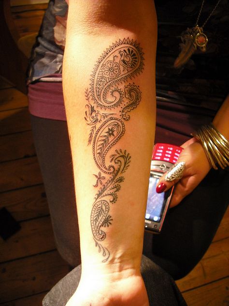 Paisley Tattoo Design, Paisley Tattoos, Paisley Tattoo, Lace Tattoos, Design Tattoo, Great Tattoos, Pattern Tattoo, Tattoos For Women Small, Forearm Tattoos