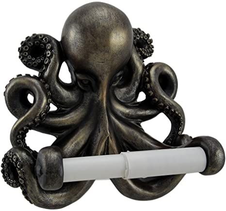 Amazon.com: Zeckos Antique Bronze Finish Wall Mounted Octopus Toilet Paper Holder: Home & Kitchen Octopus Bathroom, Toilet Roll Dispenser, Wall Mount Toilet, Bath Redo, Nautical Bathroom Decor, Bathroom Farmhouse Style, Bathroom Hardware Set, Dinosaur Wall, Wall Mounted Toilet