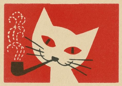 Matchbox Label, Art Greeting Cards, Apartment Art, Ni Idea, Cat Posters, Night Painting, Cats Illustration, Vintage Cat, Cat Illustration