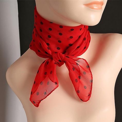 1950s Rockabilly, Womens Cosplay, Polka Dot Party, Polka Dot Scarf, Masquerade Party, Chiffon Scarf, Head And Neck, Polka Dot Print, Neck Scarves