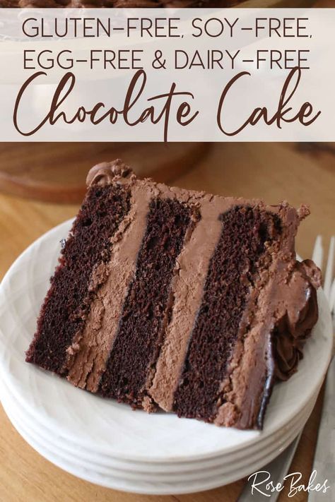 Soy Free Cake, Chocolate Cake And Frosting, Frosting Rose, Egg Free Chocolate Cake, Dairy Free Chocolate Frosting, Soy Free Desserts, Egg Free Desserts, Egg Free Cakes, Dairy Free Chocolate Cake