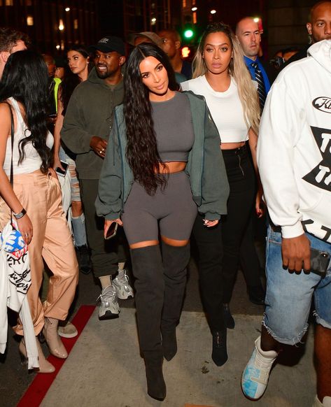 Teyana Taylor album release party - CosmopolitanUK Kim Kardashian Style Outfits, Estilo Kim Kardashian, Bike Shorts Outfit, Kim Kardashian Outfits, Kim K Style, Kardashian Outfit, Kylie Jenner Outfits, Kim Kardashian Style, Shorts Outfits