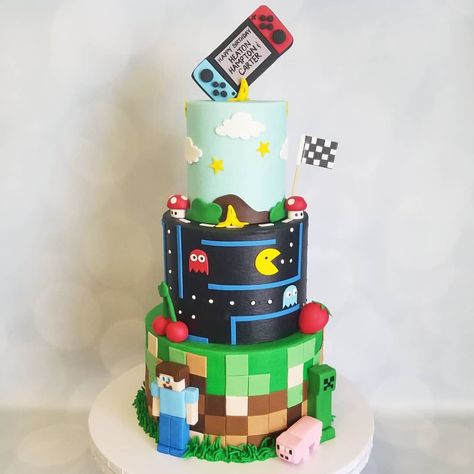 Gamer Birthday Cake, Video Game Cake, Arcade Birthday Parties, Gamer Cake, Game Cake, Video Game Cakes, Huge Cake, 13 Birthday Cake, Video Games Birthday Party