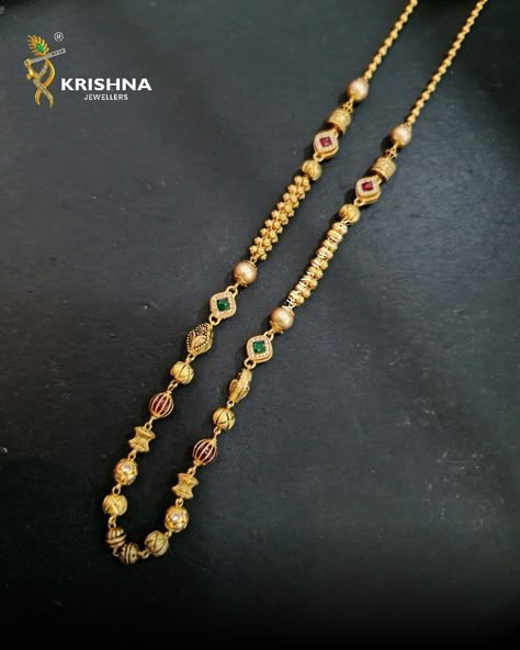 Simple Beads Chains Gold, Antique Mala Gold, Gold Pandel Set Design, Dokiya Design Gold New, Gold Mala Designs, Gold Beads Mala, Delicate Gold Jewelry, Antique Necklaces Design, Black Beads Mangalsutra Design