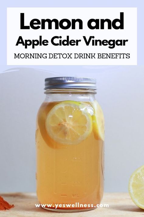 Lemon and Apple Cider Vinegar Morning Detox Drink Benefits - YesWellness.com Morning Detox Drink, Apple Cider Vinegar Morning, Cider Vinegar Drink, Lemon Water Recipe, Lemon Water Health Benefits, Vinegar Drink, Apple Cider Vinegar Detox Drink, Detox Cleanse Drink, Apple Cider Vinegar Detox