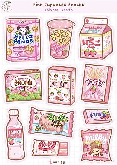 Cute Drawings Kawaii Food Art, Cute Snacks Drawing, Cute Origami Tutorial, Aesthetic Food Stickers, Cute Food Drawings Kawaii, Food Stickers Aesthetic, Kawaii Food Drawings, Cute Stickers Printable Kawaii Stamps, Japanese Food Stickers