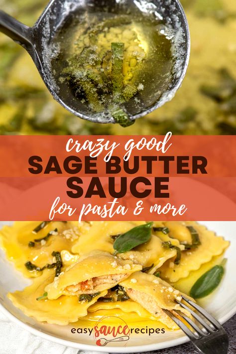 My Sage Butter Sauce is the perfect brown butter sauce for pasta, beef, chicken, and more! It's so easy to make, using just 3 ingredients and 2 simple steps. You can have this simple sage brown butter sauce ready in 5 minutes! Brown Butter Sauce With Sage, Sage Butter Recipe, Safe Butter Sauce, Safe Brown Butter Sauce, Sage Butter Sauce For Ravioli, Browned Butter And Sage Sauce, Brown Butter Sage Pasta Sauce, Brown Butter Rosemary Sauce, Sage Sauce For Pasta