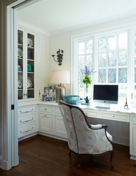 Home Office With Built Ins, Traditional Home Office, Cozy Home Office, Office Remodel, Small Home Office, Craft Room Office, Design Del Prodotto, Built In Desk, Modern Home Office