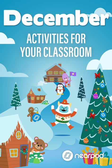 Teach culturally responsive & relevant lessons about December holidays around the world. Free lessons are for math, social studies, english, & science teachers & classrooms. Lesson plans activities have virtual reality, gamify quizzes about traditions with time to climb winter theme, & google slides winter theme template ideas. Learn with lessons about Christmas, Kwanzaa,& Hanukkah for kids in kindergarten, first grade, elementary, middle, & high school #gamification #lessons #holidays #nearpod December Classroom Activities, December Holidays Around The World, Winter Lesson Plan, Winter Classroom Activities, Hanukkah For Kids, Digraphs Activities, Study Hall, December Activities, Christmas Teaching