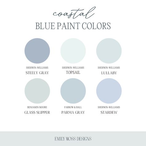 Coastal Blue Paint Colors — Emily Moss Designs Coastal Blue Paint Colors, Coastal Blue Paint, Robins Egg Blue Paint, Baby Blue Bedrooms, Baby Blue Paint, Blue Bedroom Paint, Light Blue Paint Colors, Light Blue Paint, Coastal Paint Colors