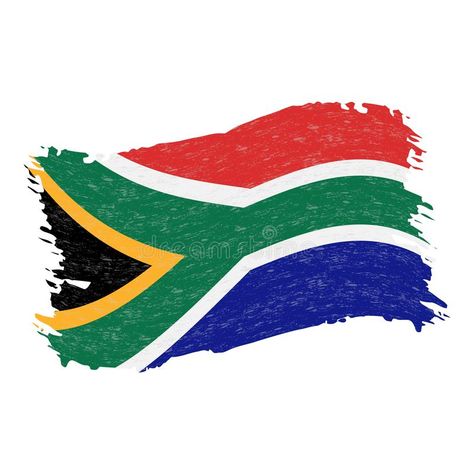 Flag of South Africa, Grunge Abstract Brush Stroke Isolated On A White Background. Vector Illustration. royalty free illustration South African Flag Tattoo, South African Tshirt Ideas, South Africa Flag Art, South African Flag Art, Springboks Rugby South Africa, Sa Quotes, Africa Illustration, South Sudan Flag, South Africa Art