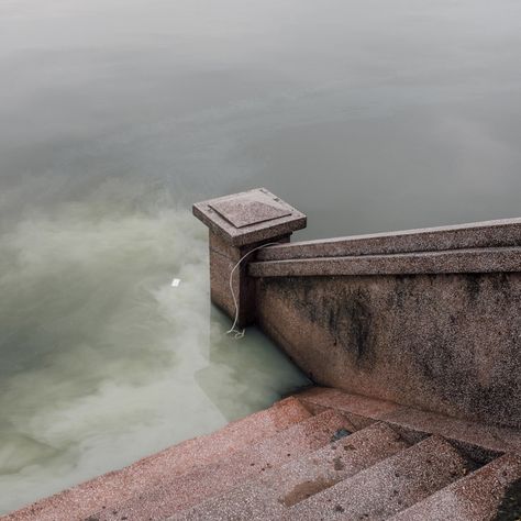 Adam Birkan - I love the colours of the murky water.  The top of the handrail post has an Oriental feel (not sure where this was taken) and the colour of the water has a jade green look, like the stones they sell in certain parts of Asia that are supposed to bring good luck to you.  I also like the mystery of not knowing where this staircase used to lead to before the potential flood. They have half flooded staircases like this in Venice too, so you don't know where  idea where they used to go. D20 Modern, Diving Boards, Water Flood, Spring Studios, Water Aesthetic, Ohio University, Juxtapoz Magazine, The Haunting, Good Luck To You