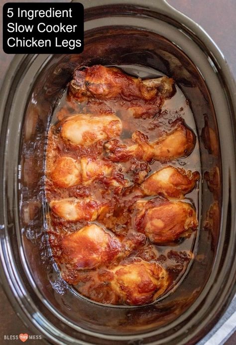 Flavor-packed slow cooker chicken legs take 10 minutes to put together, are easy to make, and only have 5 ingredients you already have in your pantry! Crockpot Chicken Leg Recipes, Crock Recipes, Chicken Crockpot Recipes Easy, Chicken Leg Recipes, Drumstick Recipes, Cooking Chicken, Crockpot Dishes, Chicken Slow Cooker Recipes, Crock Pot Slow Cooker