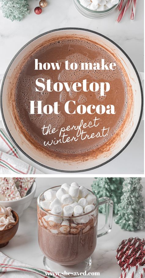 If you love hot beverages then you will love this Easy Homemade Stovetop Hot Chocolate Recipe made with just a few ingredients! We've also included instructions on how to make this yummy hot cocoa in the crockpot. Either way, it's delicious and the most creamy hot chocolate recipe we've ever made and we just know you are going to love loading it up with marshmallows and other hot chocolate toppings! Stovetop Hot Cocoa, Easy Hot Chocolate Recipe Crock Pots, Pioneer Woman Hot Chocolate, Old Fashioned Hot Chocolate Recipe, Stovetop Hot Chocolate, Stovetop Hot Chocolate Recipe, Creamy Hot Chocolate Recipe, Hot Chocolate Toppings, Creamy Hot Chocolate