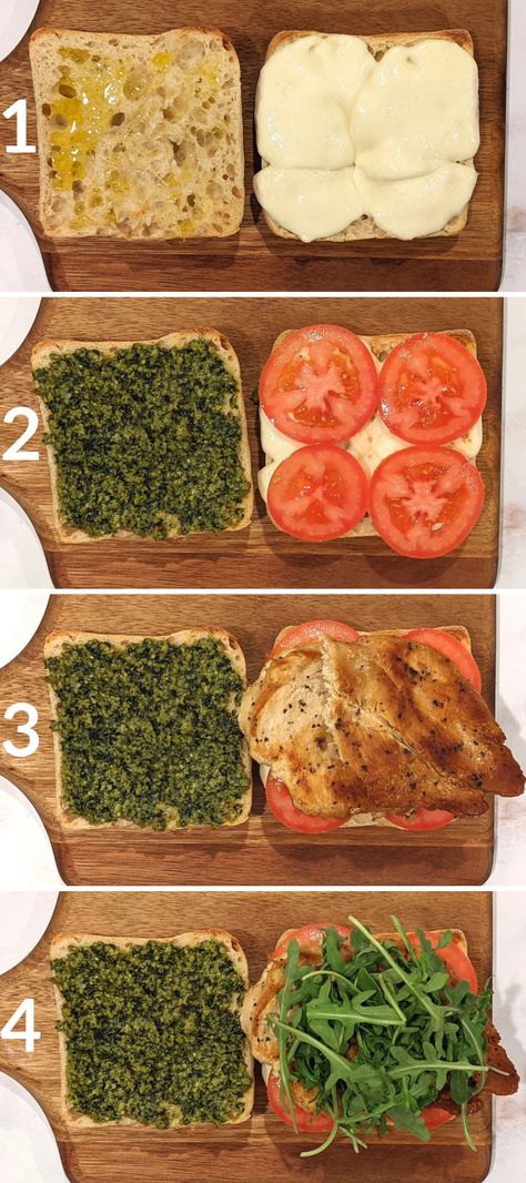 The Best Chicken Pesto Sandwich Chicken And Spinach Sandwich, Chicken Sandwich Ideas Healthy, Chicken Pesto Sandwich Recipe, Sandwich Recipes For Pregnant Women, Health Sandwich Ideas, Pesto Egg Sandwich, Pesto Sandwich Ideas, Best Chicken Sandwich Recipes, Pesto Turkey Sandwich