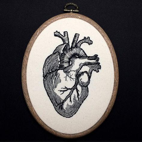 ℂℝ𝕀𝕄𝕊𝕆ℕ ℙ𝕀ℕ𝕊 on Instagram: “Last Christmas I have you heart, but the very next day it was on eBay... Give an anatomical heart hoop for Christmas and you too can make…” Anatomical Heart Embroidery, Anatomical Heart Illustration, Anatomic Heart, Heart Embroidery, Heart Illustration, Anatomical Heart, Lost Art, Last Christmas, A Wood