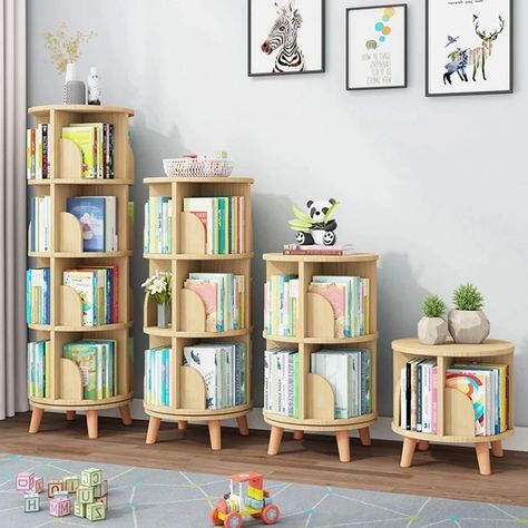 Baby Bookshelf, Adjustable Bookshelf, Rotating Bookshelf, Simple Bookcase, Kids Playroom Decor, Book Rack, Bookshelf Storage, Home Library Design, Wooden Bookcase