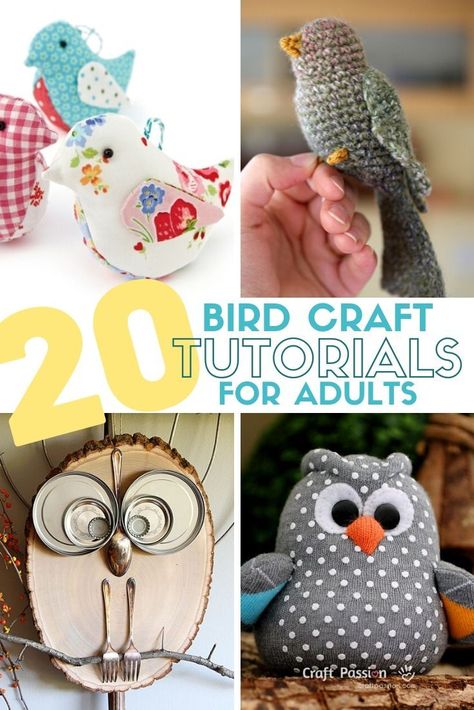 Create beautiful handmade birds with full step by step tutorials. Handmade birds make great home decor or decorations for weddings and baby showers! #thecraftyblogstalker #birdcrafts #adultcrafts #handmade #crafttutorials Fabric Birds Pattern Free, Easy Bird Craft, Bird Craft Ideas, Bird Crafts For Kids, Bird Craft, Needle Felted Owl, Crochet Bird Patterns, Easy Bird, Bouquet Tutorial