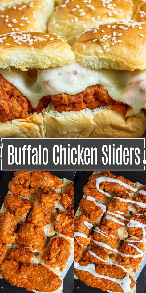 Super Bowl Chicken Recipes, Fried Buffalo Chicken Sliders, Chicken Nuggets Sliders, Crispy Chicken Sliders Recipes, Buffalo Sliders Hawaiian Rolls, Breaded Chicken Sliders, Football Game Night Food, Chicken Strip Sliders, Buffalo Sliders Chicken