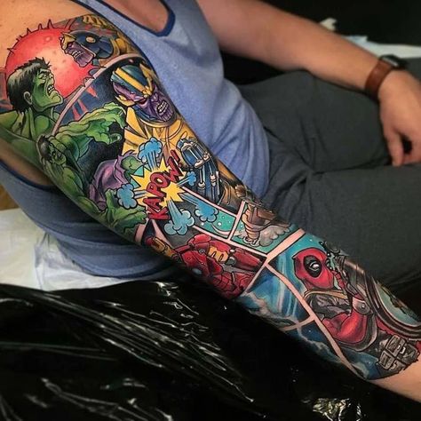 Marvel Comics Tattoo, Comics Tattoo Ideas, Comic Book Tattoo, Video Game Tattoos, Batman Tattoo, Comic Tattoo, Gaming Tattoo, Star Wars Tattoo, Tattoo Bracelet