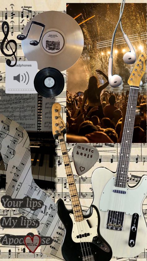 i love music #music #moodboard #cd #vinyl #vinyls #aesthetic #guitar #rockstarsgf Aesthetic Wallpaper For Music Lovers, Mixtape Aesthetic, Vinyls Aesthetic, Guitar Collage, Record Aesthetic, Aesthetic Guitar, Guitar Aesthetic, Girlfriend Aesthetic, Music Wallpapers