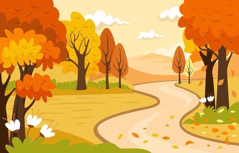 Fall Background Wallpaper, Children's Book Layout, Background Cartoon, Forest Scenery, Cute Calendar, Autumn Illustration, Scenery Background, Fall Background, Background Clipart