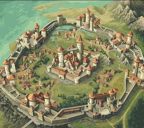 Fantasy City Map, Fantasy Town, Rpg Map, Town Map, Fantasy City, Fantasy Castle, Fantasy Setting, Fantasy Places, Fantasy Map