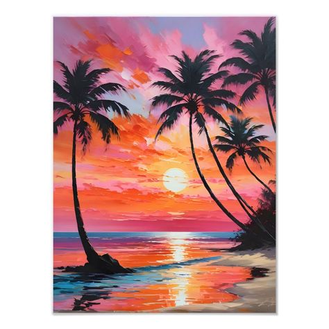 Paradise Found: Tropical Beach Sunset Painting Photo Print Tropical Sunset Painting, Heavenly Scenery, Sunset Beach Painting, Sip And Paint Ideas, Paint Sunset, Tropical Beach Sunset, Shaka Hand, Beach Sunset Painting, Lonely Island