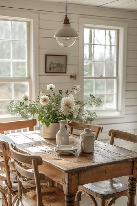 Cottage Core Kitchen Table, Cottage Core Dining Room, Farmhouse Kitchen Table Decor, Cottage Core Home Decor, Cottage Core Kitchen, Cottage Core Home, Farmhouse Kitchen Tables, Tiny Cottage, Kitchen Table Decor