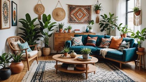 Boho And Midcentury Modern, Boho And Mid Century Living Room, Midcentury Boho Decor, Mid Century Modern On A Budget, Boho Mcm Living Room, Mcm Boho Living Room, Mid Century Modern Boho Living Room, Boho Mid Century Modern Living Room, Vintage Boho Living Room