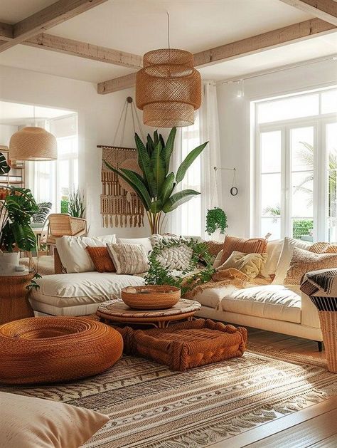 Bohemian Interiors Living Room, Bohemian Design Interior, Light Maximalist Decor, Minimalist Boho Decor, Bohiem Living Room, Maximalist Minimalist Decor, Boho Interior Design Bohemian Homes, Bohemian Apartment Decor Ideas, Plant Living Room Aesthetic