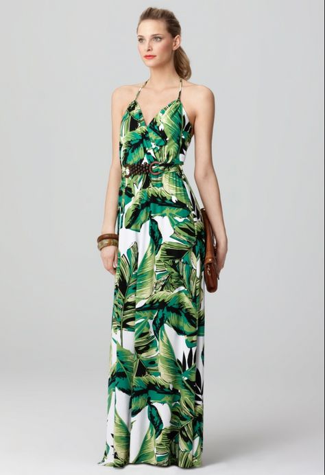 palm tree leaves maxi dress | Banana Leaf Print Dress Dress Nigth, Leaf Print Dress, Loose Mini Dress, Banana Leaf Print, Leaves Print Dresses, Printed Halter Dress, Banana Leaves, Tropical Dress, Halter Maxi