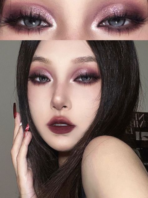 LookHealthyStore | Red smoky #eyeshadow + black and red lip glaze, cool gothic beauty🩸 All credit by Nic 📕RED ID NicNic #eyemakeup #makeupaddict… | Instagram Smoky Eyeshadow Black, Black And Red Makeup, Gothic Makeup Tutorial, Black Makeup Looks, Makeup Themes, Eyeshadow Black, Smoky Eyeshadow, Ethereal Makeup, Red Makeup