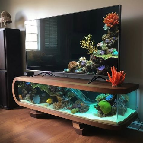 Aquarium TV Stand: Stylish Fish Tank Design for Your Living Room Fish Tank Tv Stand, Fish Tank Stand, Cool Fish Tanks, Fish Tank Design, Tank Stand, Fishing Room, Aquarium Ideas, Beauty Room Design, Home Aquarium