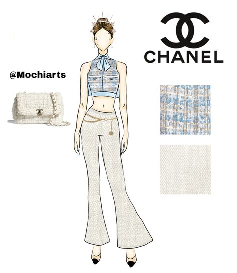 Tweed Fashion Illustration, Tweed Fashion, Tweed Outfit, Coco Chanel Fashion, Chanel #1, Chanel Suit, Chanel Tweed, Chanel Jacket, Lips Drawing