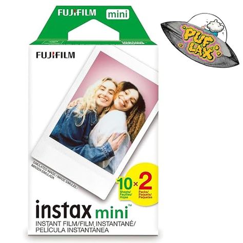 FUJIFILM Mini Instant Camera Film: 20 Shoots Total, Value Pack, (10 Sheets x 2) - Capture Memories Anytime, Anywhere - Includes Puflax UFO Sticker Instax Mini 90, Smartphone Printer, Instax Mini Camera, Fuji Instax Mini, Instax Mini 9, Fujifilm Instax Mini 8, Mini Polaroid, Instax Film, Instax Camera