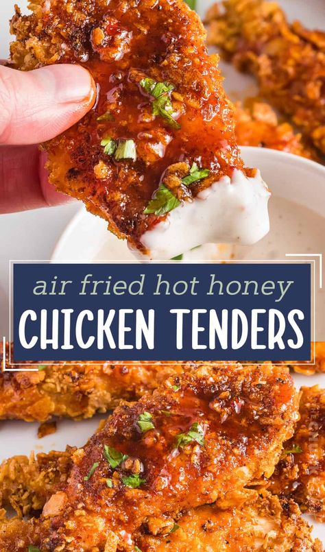 Crispy Honey Bbq Chicken Tenders, Crunchy Honey Chicken, Air Fry Chicken Meals, Food Recipes For Dinner Air Fryer, Honey Garlic Tenders, Sweet Heat Chicken Tenders, Spicy Crispy Chicken Tenders, Keto Air Fryer Chicken Breast, Air Fryer Honey Chili Chicken