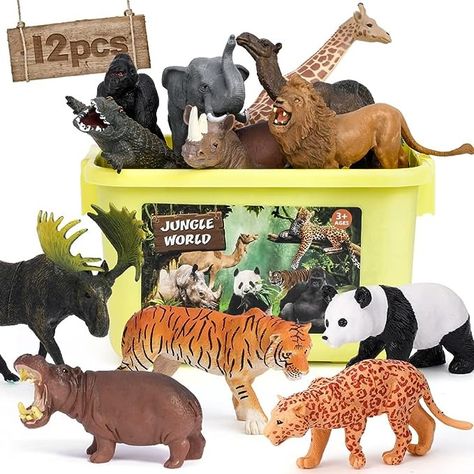 Amazon.com: FRUSE Safari Animals Figures Toys,12PCS Wild Zoo Animals Figurines,Realistic African Jungle Animals Playset with Panda,Lion,Elephant,Educational Learning Toys Gifts for Toddlers Kids 3-5 : Toys & Games African Jungle Animals, Wild Animal Toys, Kids Falling, African Jungle, Toy Playset, Learning Toys For Toddlers, Educational Toys For Toddlers, Kid Toy Storage, Plastic Animals