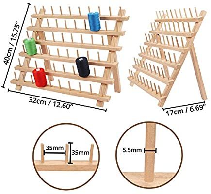 Sewing Thread Holder Ideas, Keyring Display, Small Sewing Rooms, Fly Tying Desk, Fabric Store Design, Thread Rack, Sewing Room Furniture, Sewing Room Inspiration, Spool Holder