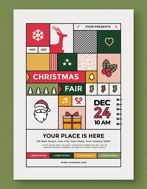 Flyer Design Christmas, Marketing Flyer Design Templates, Holiday Market Flyer, Christmas Fair Poster, Christmas Grafic Design, Christmas Flyers Ideas, Christmas Event Flyer, Christmas Market Poster, Christmas Layout Design