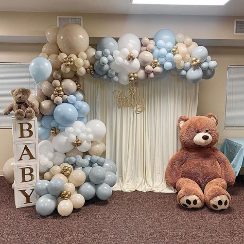 SAS Designs on Instagram: “Celebrating baby Will and his beautiful mama Jordyn! Oh Baby…he’s the cutest little boy ever! 🍼 #babyshowerballoons #ohbaby…” Babyshower Decoration For Boys, Boy Baby Shower Backdrop Ideas, Decor Aqiqah Baby Boy, Baby Shower Backdrop Ideas Boys, Ideas De Baby Shower Decoracion, Backdrop Baby Shower Ideas, Baby Shower For Boys Theme, Baby Boy Baptism Decorations, Baby Boy Backdrop