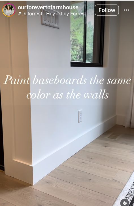 2024 Baseboard Trends, Baseboards Color Ideas, Baseboard Same Color As Wall, Trim And Baseboard Ideas, Board And Batten Transition To Baseboard, How To Paint Chipped Baseboards, Lowes Baseboard, What Can I Do Yo Inprove My Builder Grade Baseboards, Farmhouse Fixer Upper