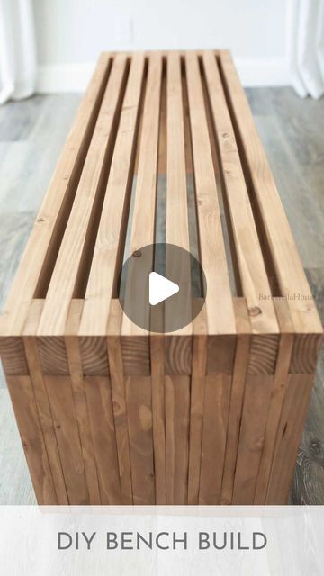 Kim Barber | DIY + Design on Instagram: "Have you ever built a piece of furniture? If you’re considering it, this DIY bench is a quick and easy build that you could finish in a day. It uses 2x4 pine studs and 1x4 common pine boards.   Please view my blog post for more accurate measurements. Measurements below are for planks that are actually 2x4’s and 1x4’s. More info on the blog. Link in bio.  Cut list:  For each leg of the bench:  Cut eight 2x4’s at 14inches in length (16 in total)  Cut seven 1x4’s at 18inch in length. (14 in total)  For the top of the bench:  Cut eight 2x4’s at 5ft (or whatever length you like)  . . . . . . #porchdecor #frontporch #targethome #frontporchdecor #liketoknowit #mybhghome #frontdoorsofinstagram #frontporchliving #liketoknowithome #porchlife #buildityourself Diy Bedroom Bench Seat, Wooden Bench For Bedroom, Diy Wooden Bench Indoors, 2x4 Bench Diy, Diy Entry Bench, Wood Bench Diy, Entry Bench Diy, Outside Bench, 1x4 Wood