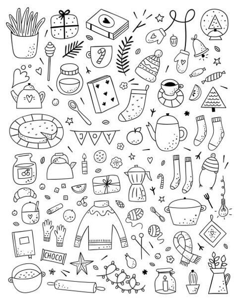 9,126 Hygge Illustrations & Clip Art - iStock Hygge Illustration, Banner Doodle, Clip Art Christmas, Doodle Art Flowers, Outline Illustration, Christmas Illustrations, Doodle Inspiration, Illustration Art Drawing, Dot Journals